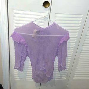 Happy Nature three quarter sleeve frilled lavender shirt